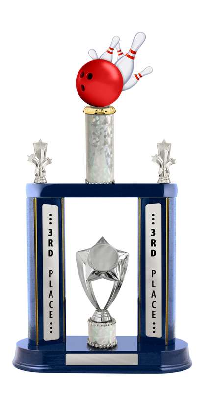 2 Post Tenpin Bowling Trophy With 50mm Centre – Large Plates Additional Cost